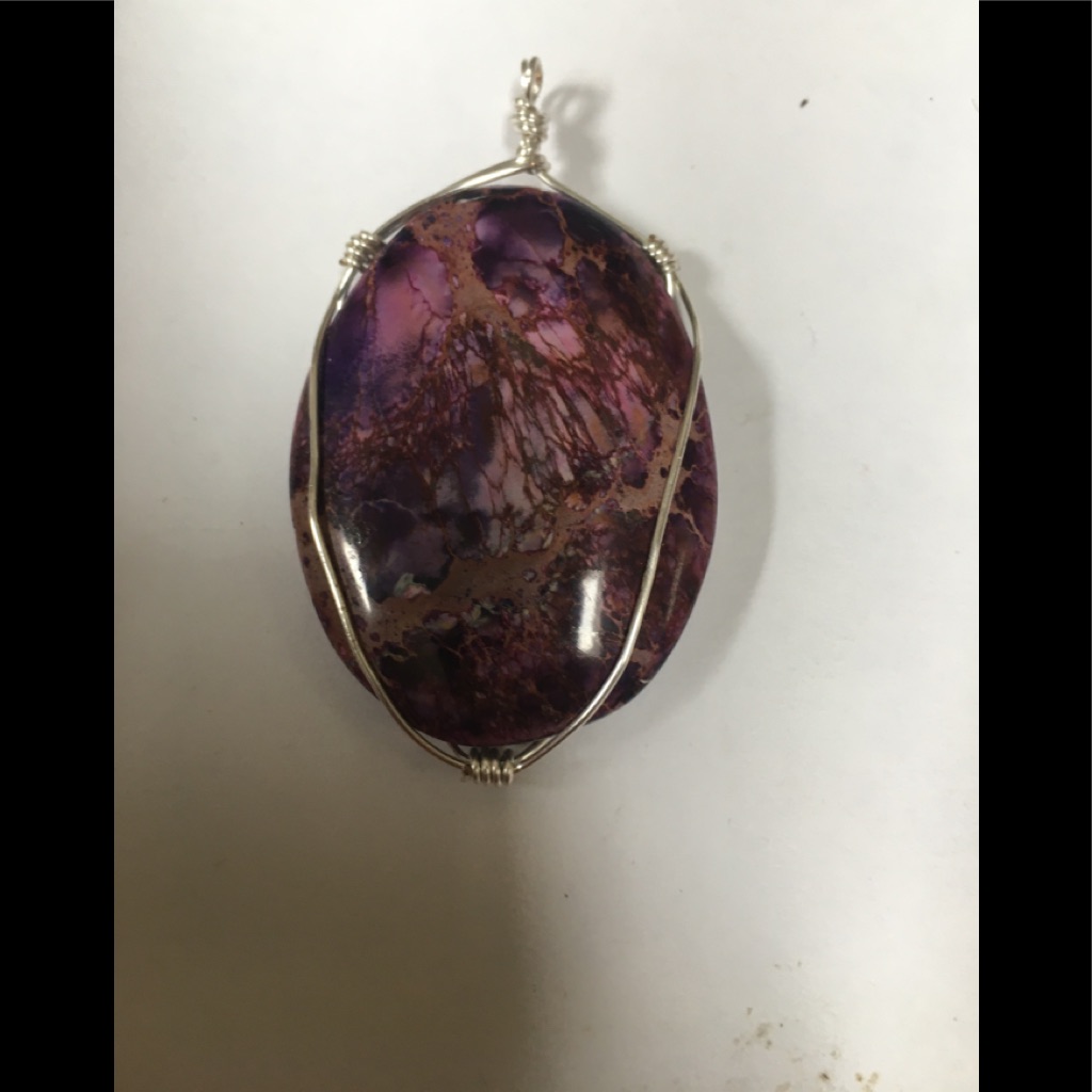 Sterling Silver Hand Wrapped Purple Jasper Pendant
